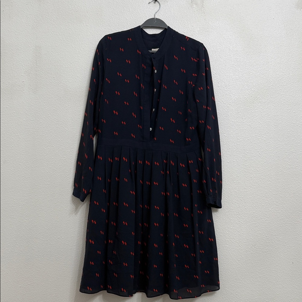 J. Crew Dark Blue Dress with Red Accents